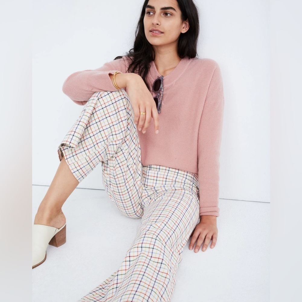 MADEWELL Emmett Wide-Leg Crop Pants in Rainbow Windowpane